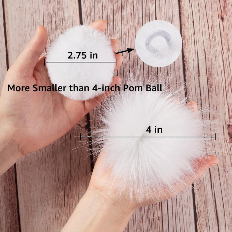Homtable 12 Pcs Small Faux Fur Pom Pom Balls 2.75 in Fur Fluffy Pompom Ball with Elastic Loop for Hats, Shoes, Scarves, Gloves, Bags, Key Chain Charms Accessories, 2 3/4 inches (White) - Image 2